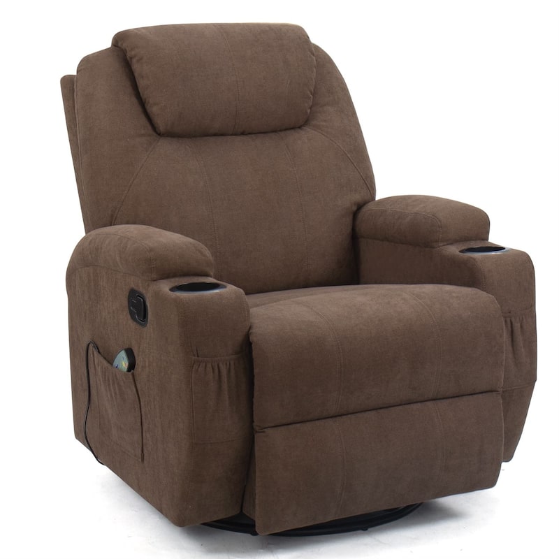 Homall Massage Recliner Chair Swivel Fabric Living Room Sofa - Brown