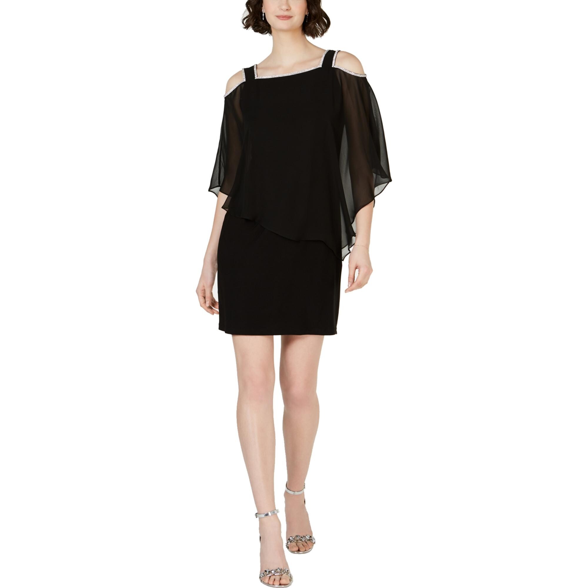 cold shoulder black cocktail dress