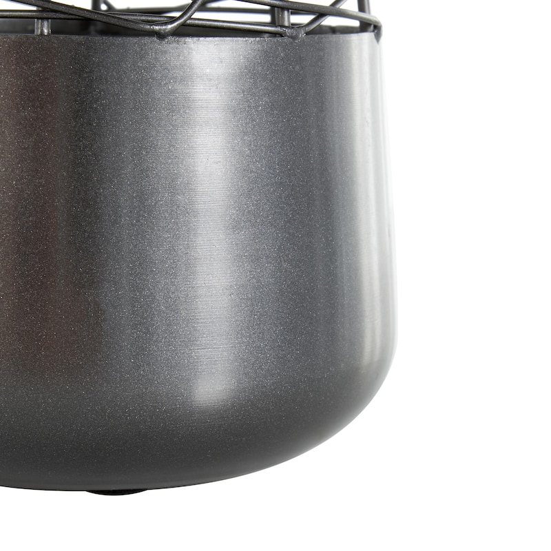 Metal Abstract Intertwined Wire Decorative Vase with Solid Matte Base - Black - Roche River Decor