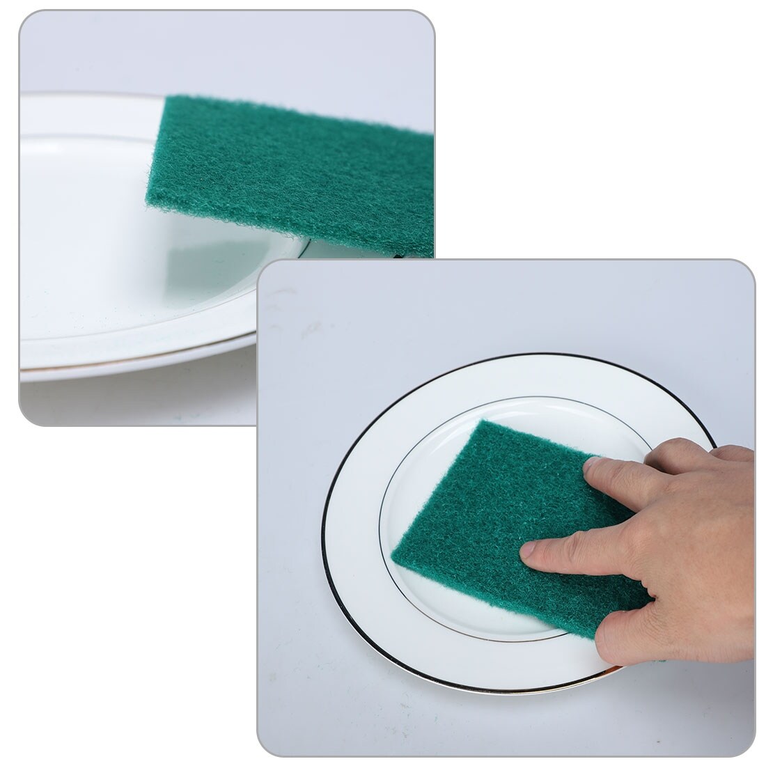 Unique Bargains Sponge Kitchen Bowl Dish Wash Clean Scrub Cleaning Pads  20pcs Green