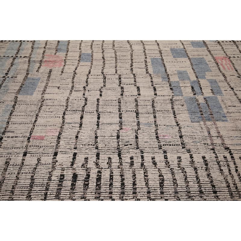 Earth Tone Moroccan Large Area Rug Handmade Oriental Wool Carpet - 9'9" x 15'2"