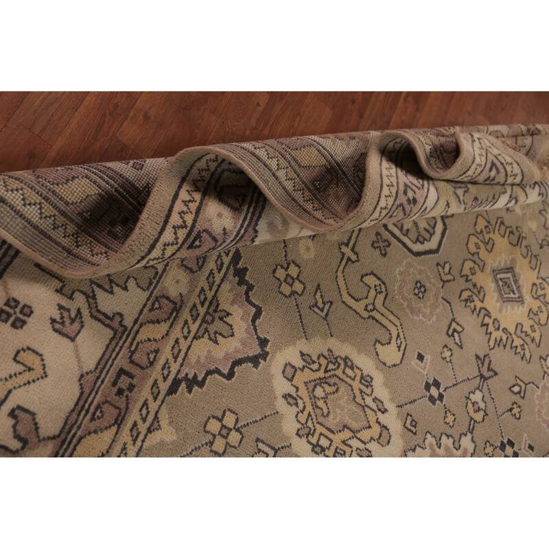 Brown Transitional Oushak Indian Area Rug Handmade Wool Carpet - 9'2"x 11'8"