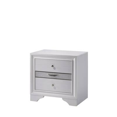 White 2 Drawer 26 in. W Nightstand with 1 Jewelry Drawer