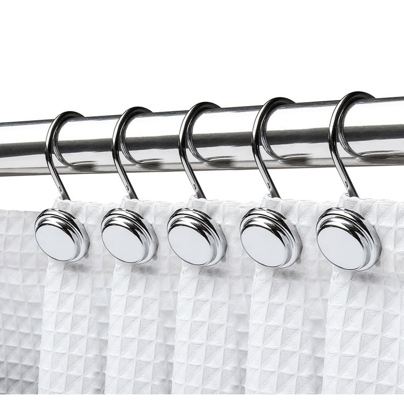 Utopia Alley Rust Resistant Metal Shower Curtain Rings for Bathroom, Set of 12 - Polished Chrome