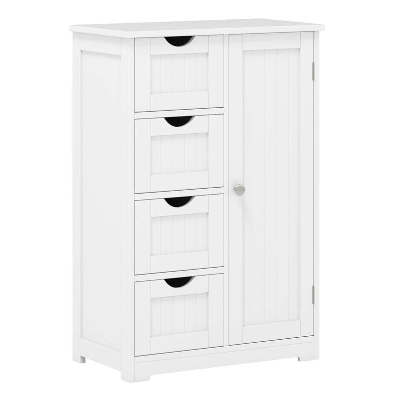 Costway Wooden 4 Drawer Bathroom Floor Cabinet Storage Cupboard 2