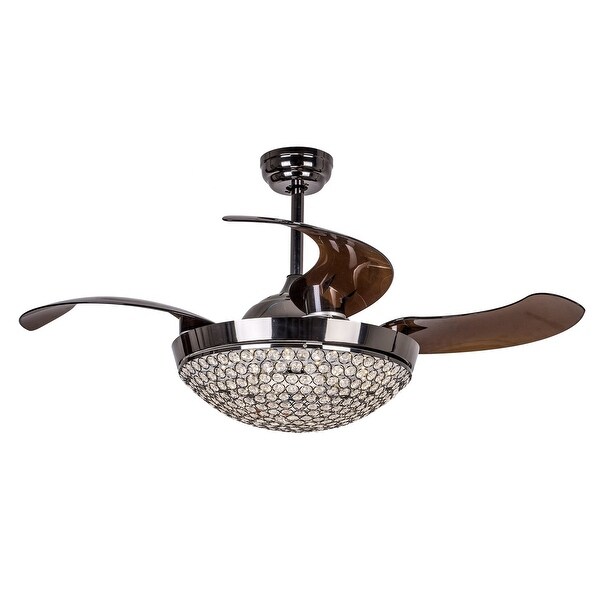 Shop Modern Dimmable Light Crystal Ceiling Fan with ...