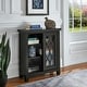 preview thumbnail 1 of 18, Glassell Geometric Glass Door Storage Cabinet with Adjustable Shelves by iNSPIRE Q Classic