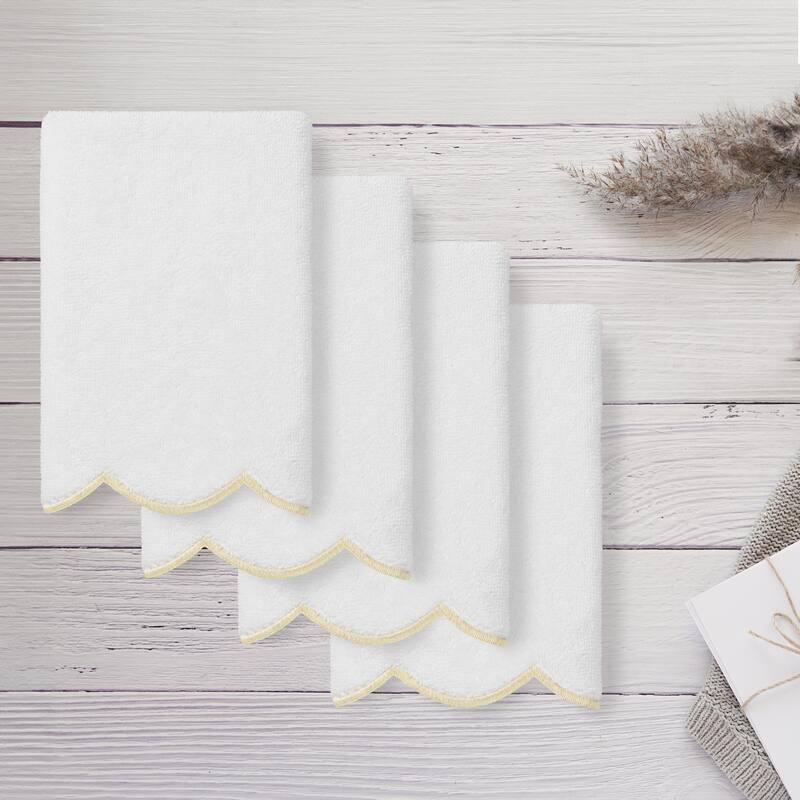 Authentic Hotel and Spa 100% Turkish Cotton ADORNIA Scallop Fingertip Towel Set