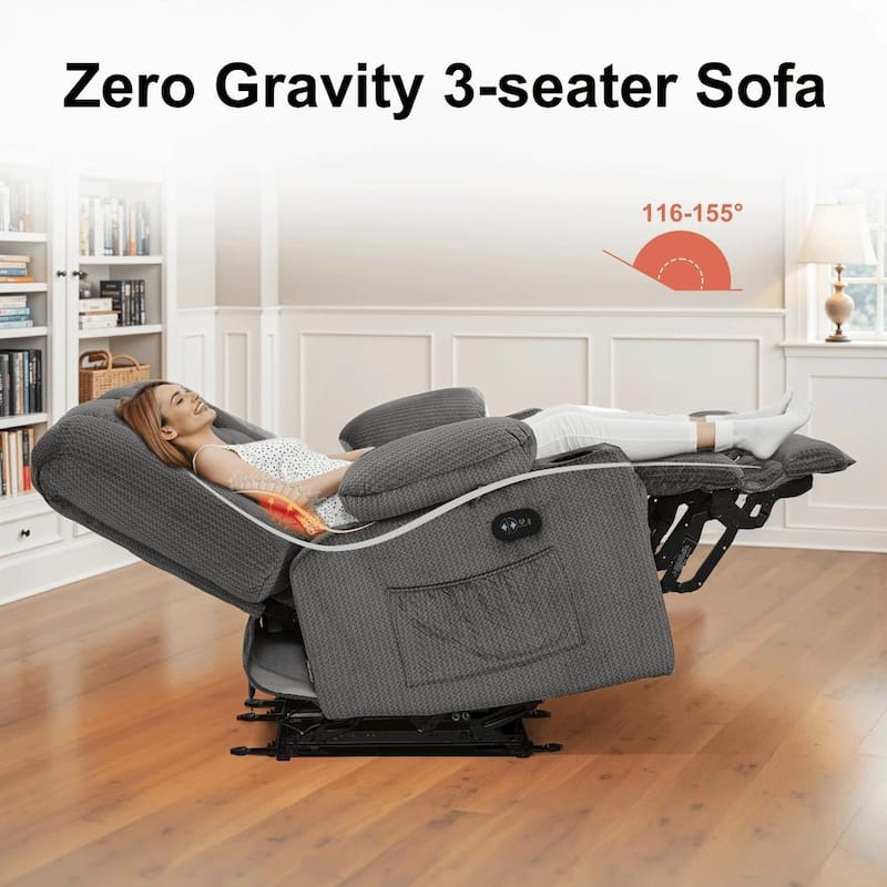 MCombo Power Reclining Loveseat Sofa with Heat and Massage, Fabric PR648