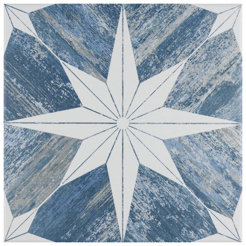 Merola Tile Cassis Stella Blue Day 9-3/4" x 9-3/4" Porcelain Floor and Wall Tile