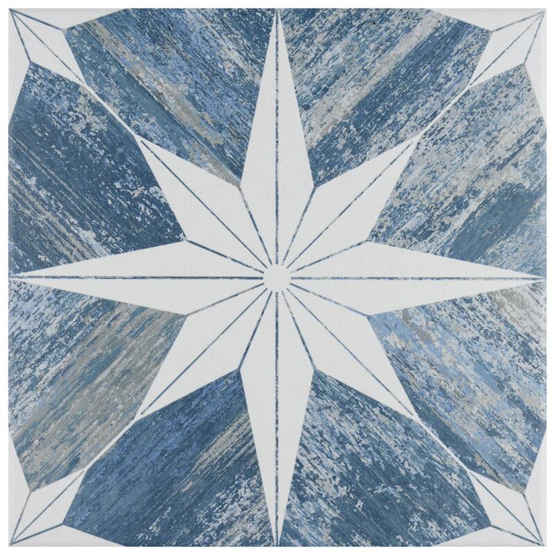 Merola Tile Cassis Stella Blue Day 9-3/4" x 9-3/4" Porcelain Floor and Wall Tile