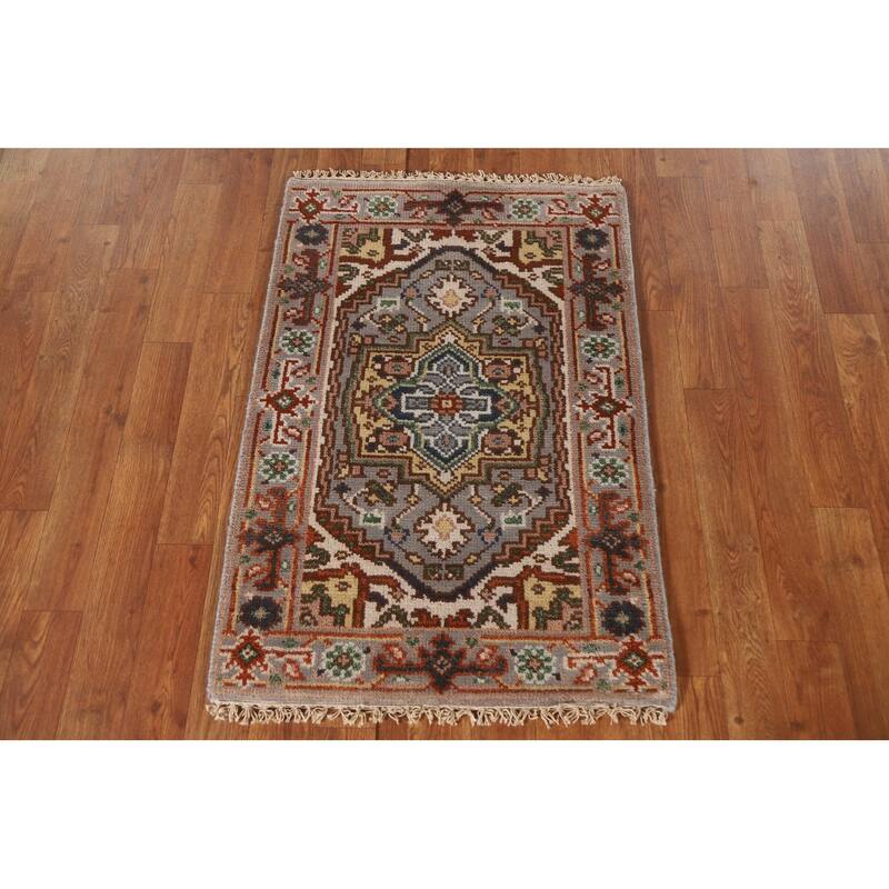 Geometric Heriz Serapi Oriental Area Rug Handmade Wool Carpet - 2'0"x 3'0"
