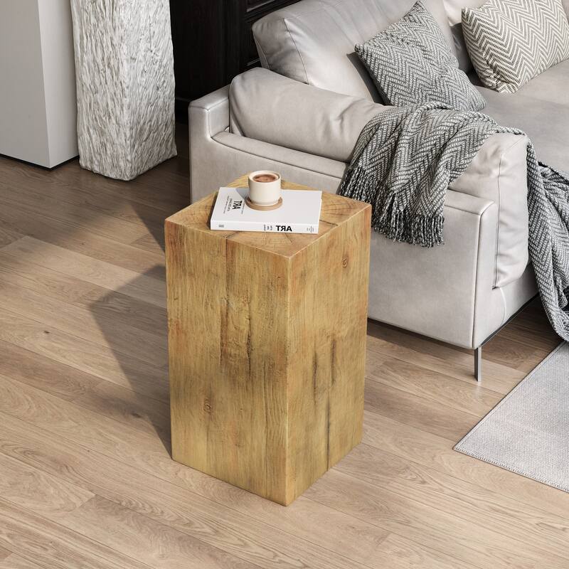 Wood-Look Square-Column MGO End Table