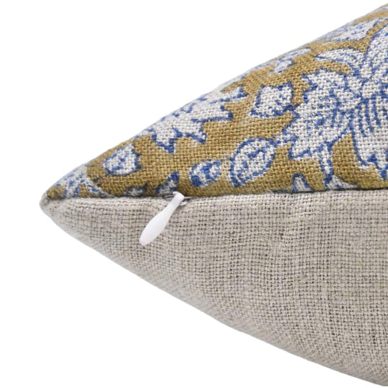 Linen Decorative Block print pillow Cover - Manikarnika