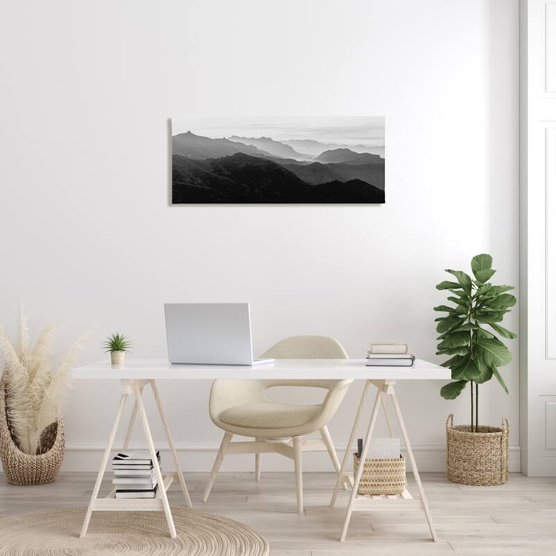 Stupell Misty Sky Open Mountain Landscape Black White Photography Canvas Wall Art