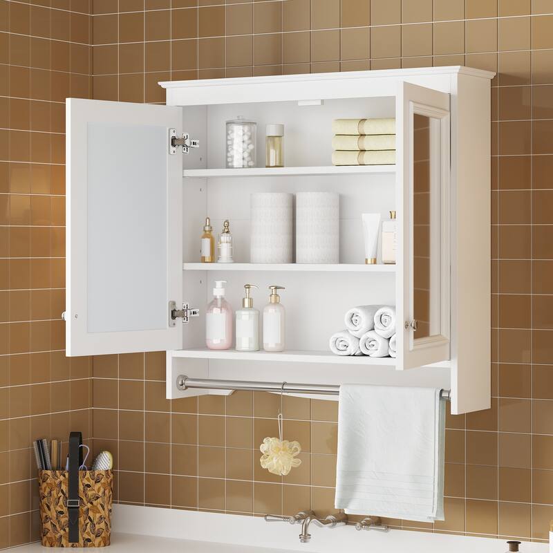 30" 3-in-1 Bathroom Mirror Medicine Cabinet - Wall Mounted with Adjustable Shelves, Soft Close Doors & High-Define Mirror