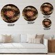 preview thumbnail 4 of 8, Designart 'Dark Gold Red Fractal Flower Pattern' Oversized Floral Wall CLock