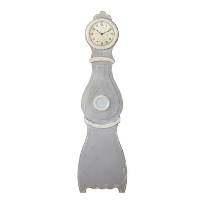 Distressed Wood Grandfather Style Wall Clock, Grey