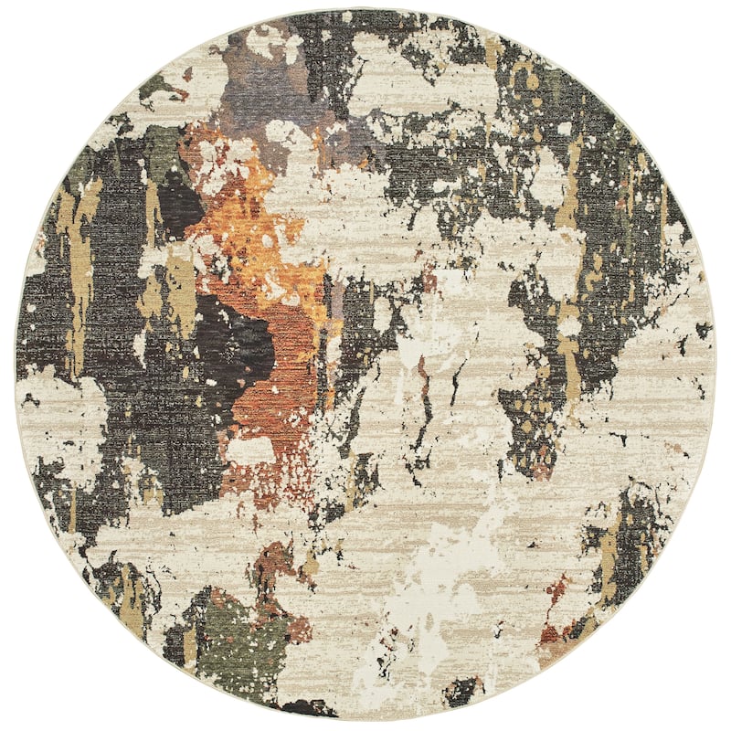 Style Haven Esperanza Patina Beige/ Charcoal Area Rug - Cream/Charcoal - 7'10" Round