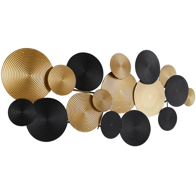 CosmoLiving by Cosmopolitan Metal Plate Wall Decor with Textured Circles - Gold or Black