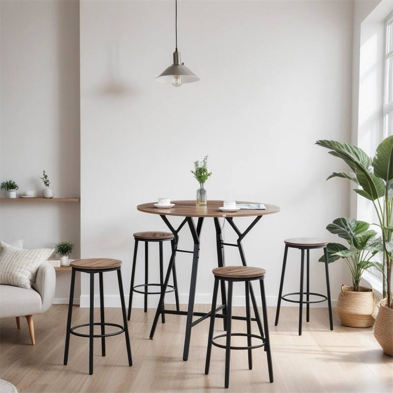5-Piece Bar Table and Chairs Set, Space Saving Dining Table