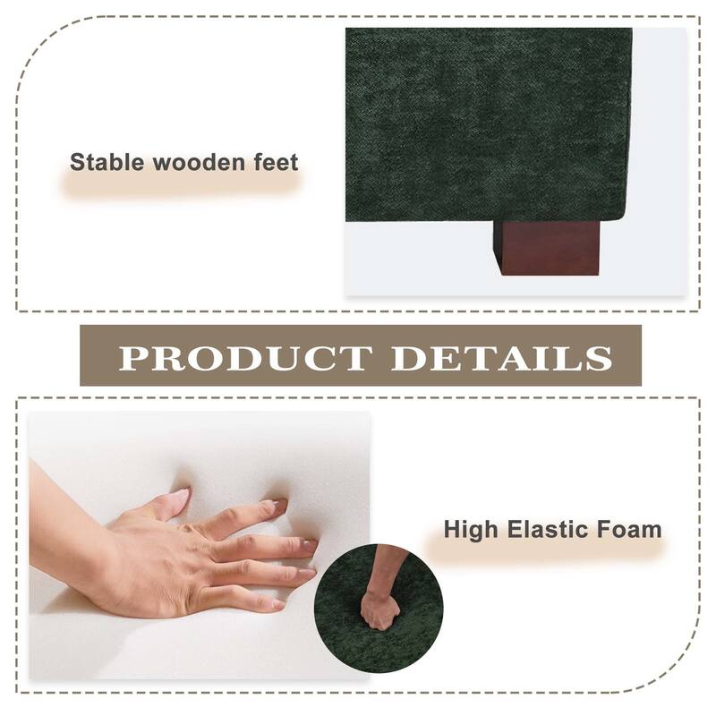 41" W Modern Rectangle Chenille Ottoman