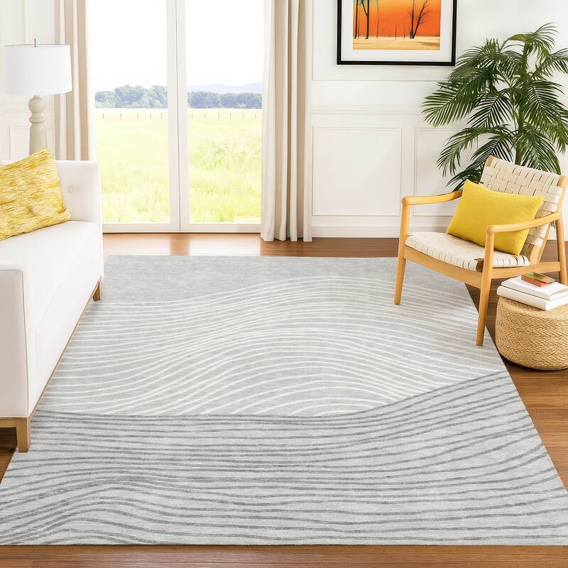 Machine Washable Indoor/ Outdoor Modern Arches Chantille Rug