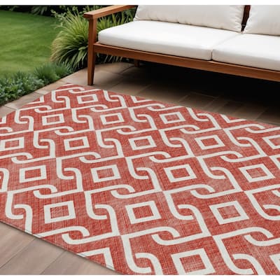 HomeRoots Geometric Transitional Rectangle Outdoor Rug