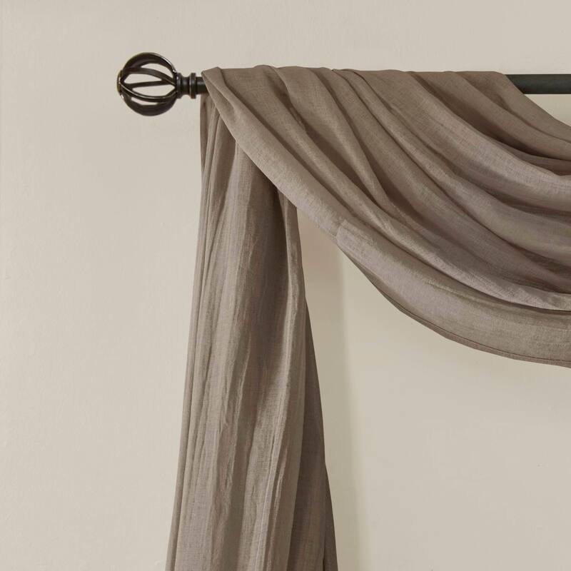 Madison Park Kaylee Solid Lightweight Crushed Sheer Curtain Scarf