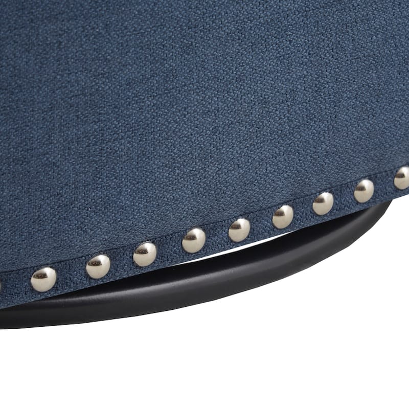 Madison Park Tyler Upholstered Swivel Barrel Chair with Nailheads