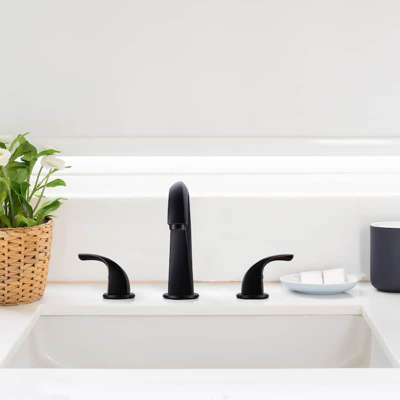 WOWOW Gooseneck 8 in. Widespread Double Handle Bathroom Faucet