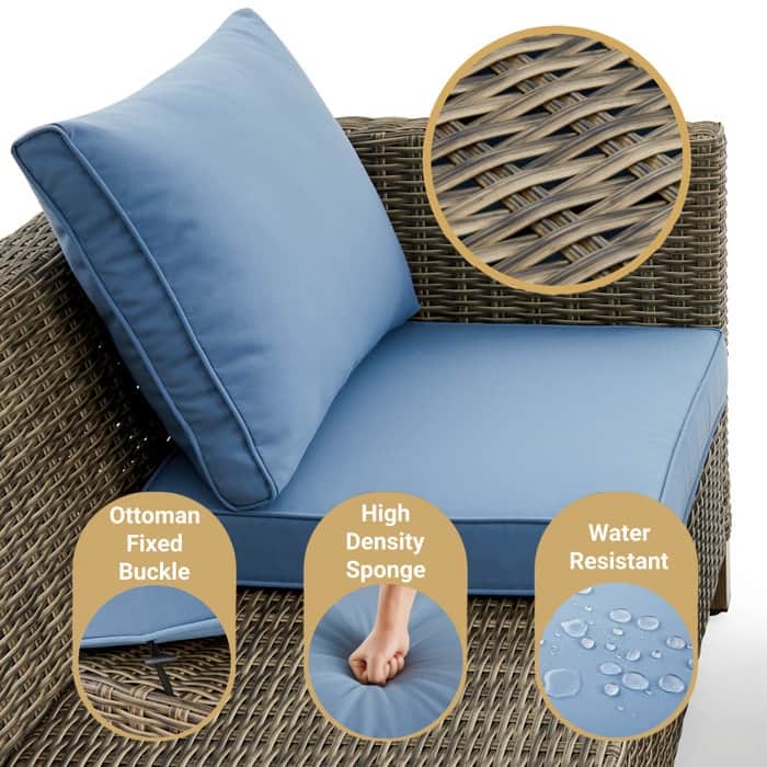 5-Piece Outdoor Wicker Patio Conversation Set