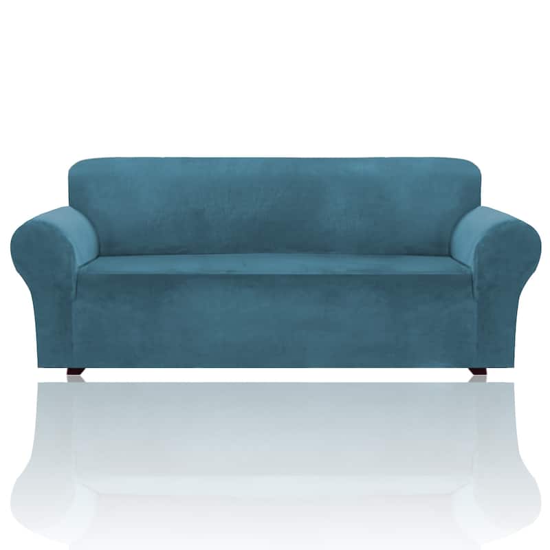 1-Piece Stretch Velvet Plush Sofa Slipcover