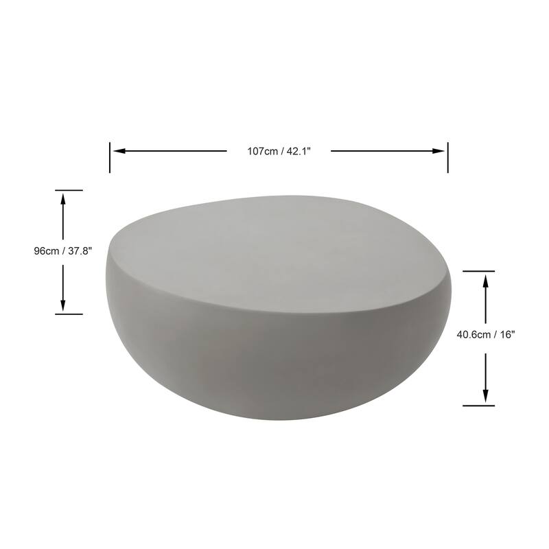 Elementi Home Ikaria 42" Egg-Shape Concrete Coffee Table - 42.3 X 39.6 X 18.9