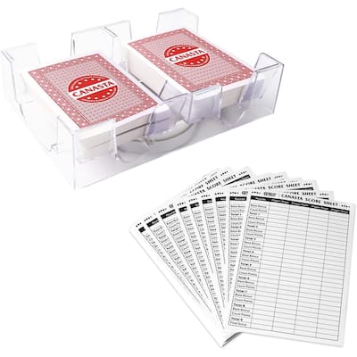 GSE™ Canasta Cards Game Set with 2-Deck Red Canasta Cards with Point Values, a Revolving Card Holder/Tray & 50 Score Pads