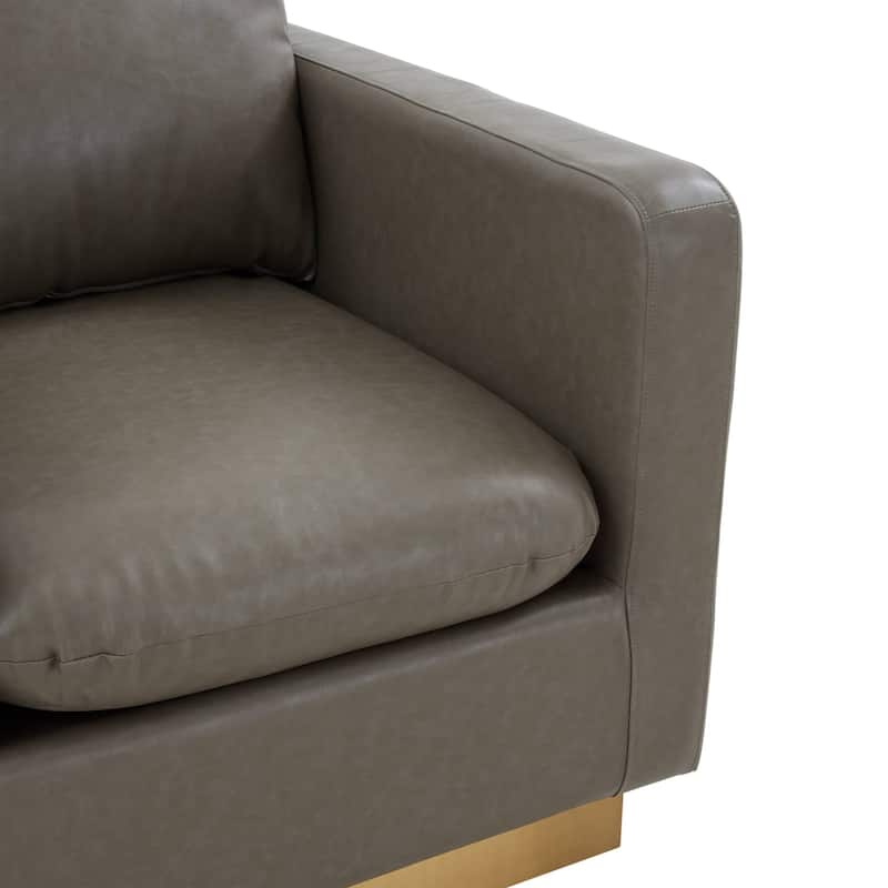 LeisureMod Nervo Modern Leather Accent Arm Chair With Gold Base - 32.75