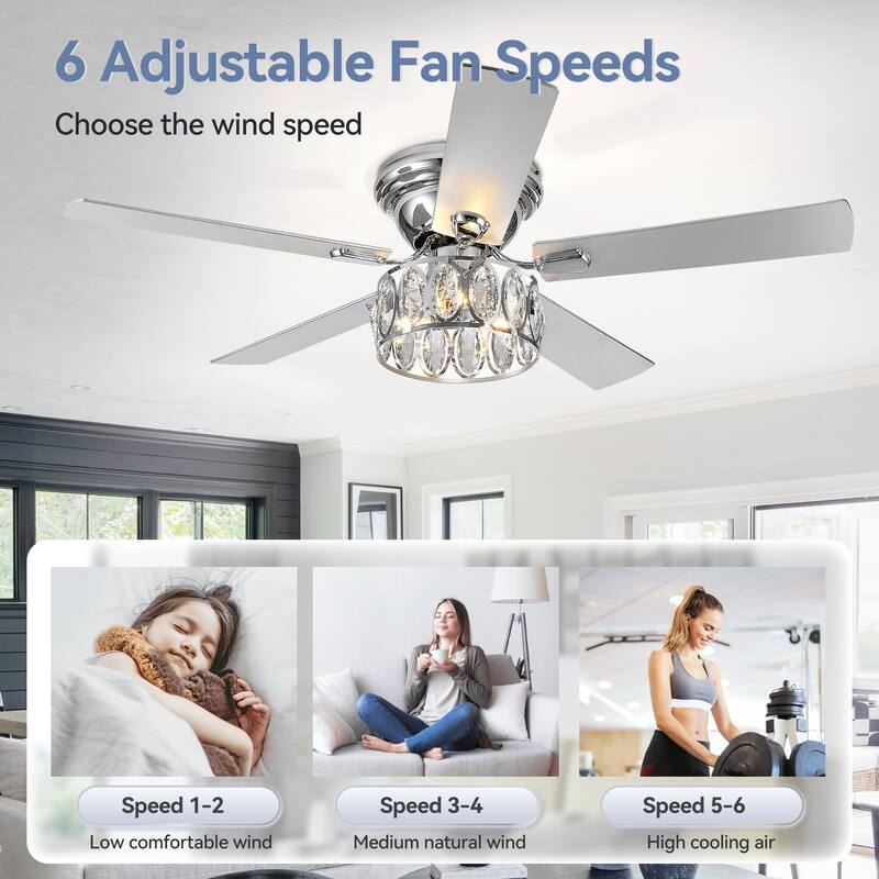 52" Flush Mount 5-Blade Ceiling Fan with Light Kit and Remote