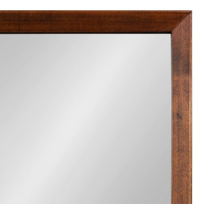 Kate and Laurel Hinter Wall Mirror with Shelf and Pegs - Walnut Brown - 24x24 - Walnut Brown