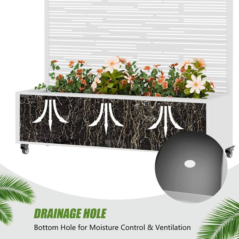 Raised Garden Bed Planter with Trellis Movable Planter Box with Lockable Wheels