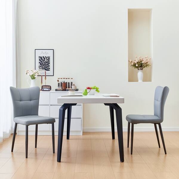 light grey dressing table chair Light Grey Leather Dining Chair Set of 6 Side Chair Vanity Chair Reception Chair Accent Chair with Metal Legs - On Sale - Overstock