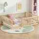 preview thumbnail 12 of 20, Full Size Floor Bed, Montessori Floor Bed with Fence and Door, Kids Montessori Bed Full Size Natural