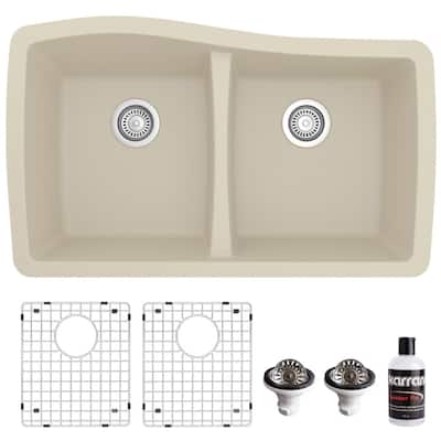 Karran USA QU-720-PK1 Quartz QU 33-1/2" Undermount Double Basin Quartz