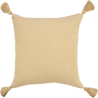 Sevita Solid Cotton Everyday Decorative Throw Pillow with Tassels