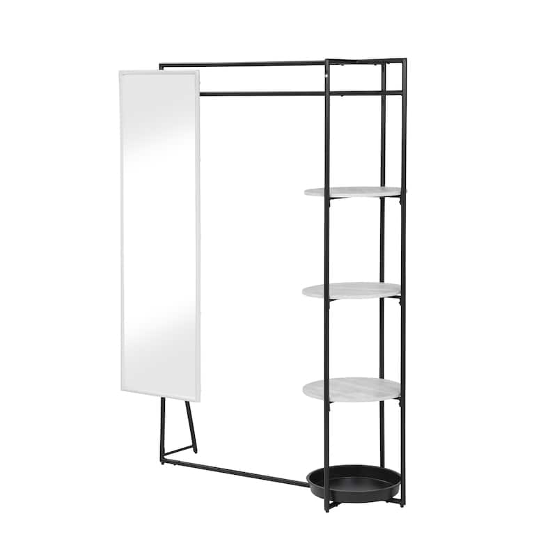 Guetsy Contemporary Black Coat Stand with Mirror by Furniture of