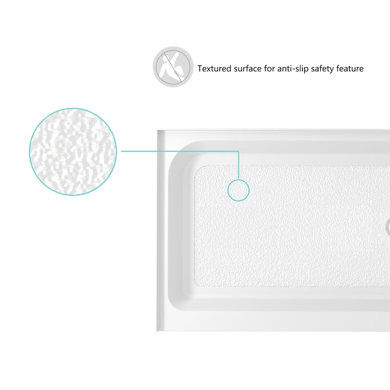 Indigo Home 60x36 inch Single Threshold Shower Tray Right Drain in White