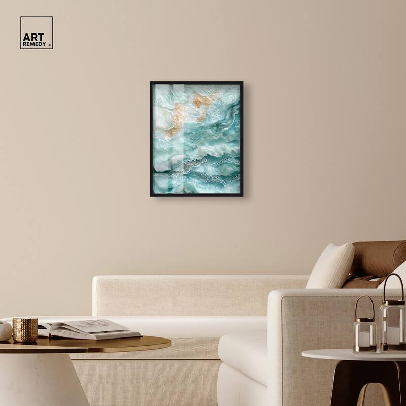 Teal Tiered Turbulence Shadowbox by Art Remedy