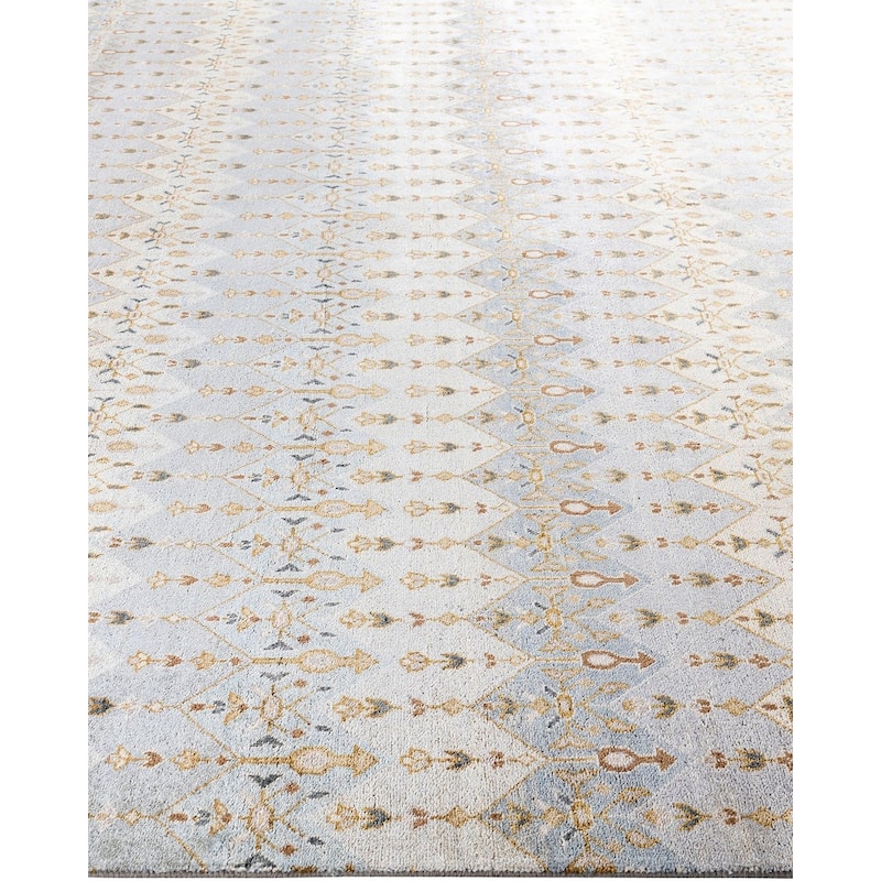 Ikat One-of-a-Kind Hand-Knotted Area Rug, Blue - 9' 1" x 12' 3"