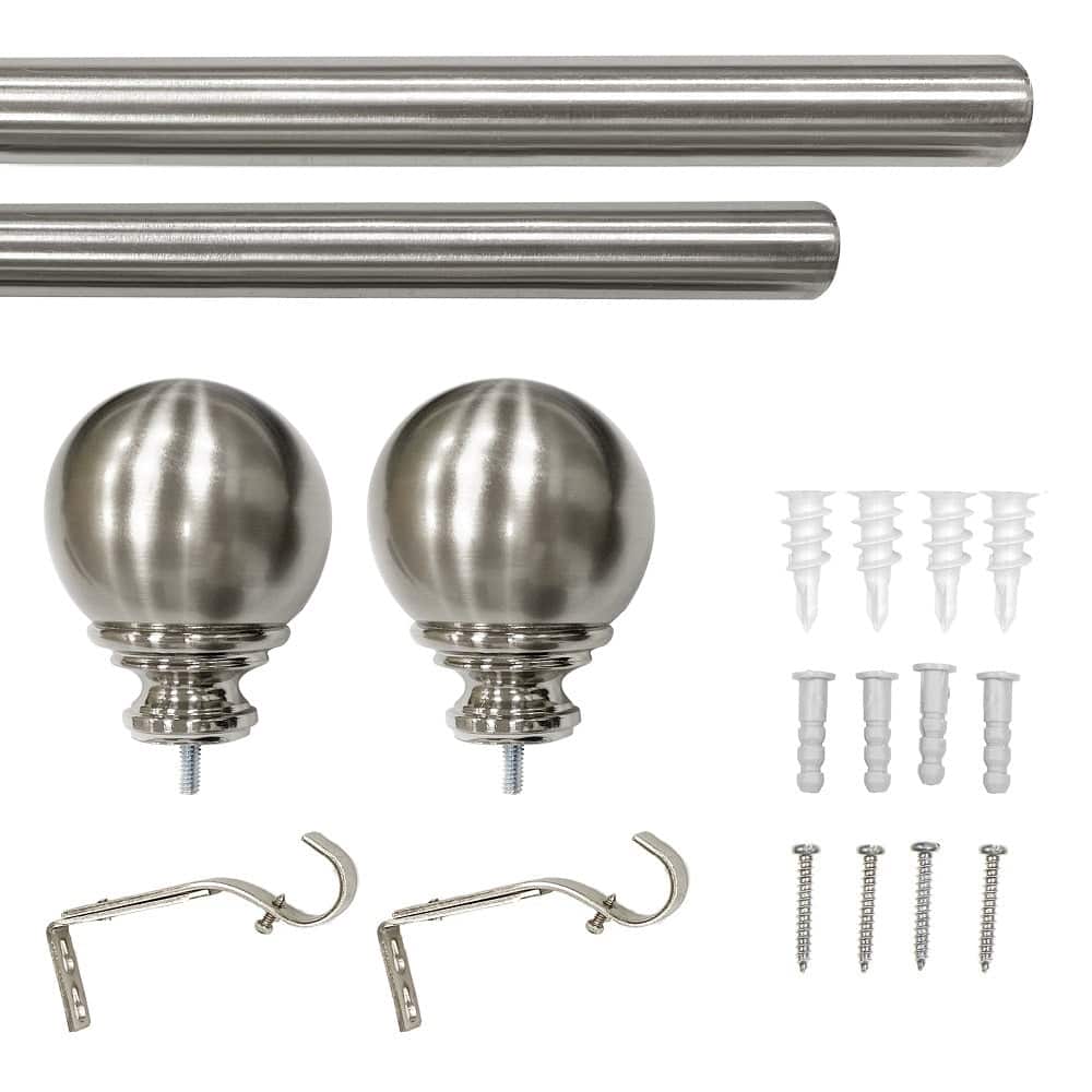 Lumi 1" Single Curtain Rod Brushed Nickel/Black/Oil Bronze-Ball finial