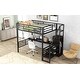 preview thumbnail 6 of 9, Sturdy Metal Full Size Loft Bed with Storage Staircase & Desk, Black