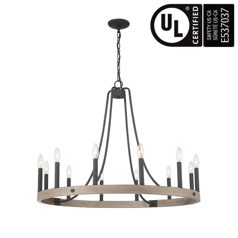 Acroma 12-light Acroma 12-light 34In Farmhouse Modern Wagon Wheel Chandelier - N/A